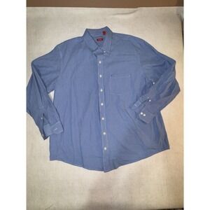 IZOD Shirt Mens 2XLT Blue Check American Dream Big Tall Long Sleeve Oversized